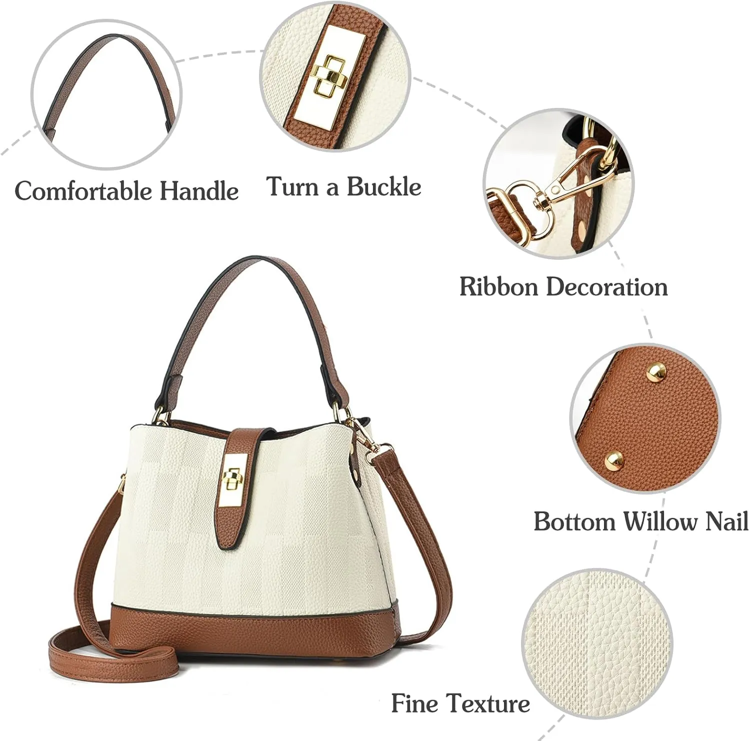 PU Leather Shoulder Bag for Women Elegant Handbag Ladies Crossbody Bag Retro Messenger Bag Waterproof Top-handle Bag