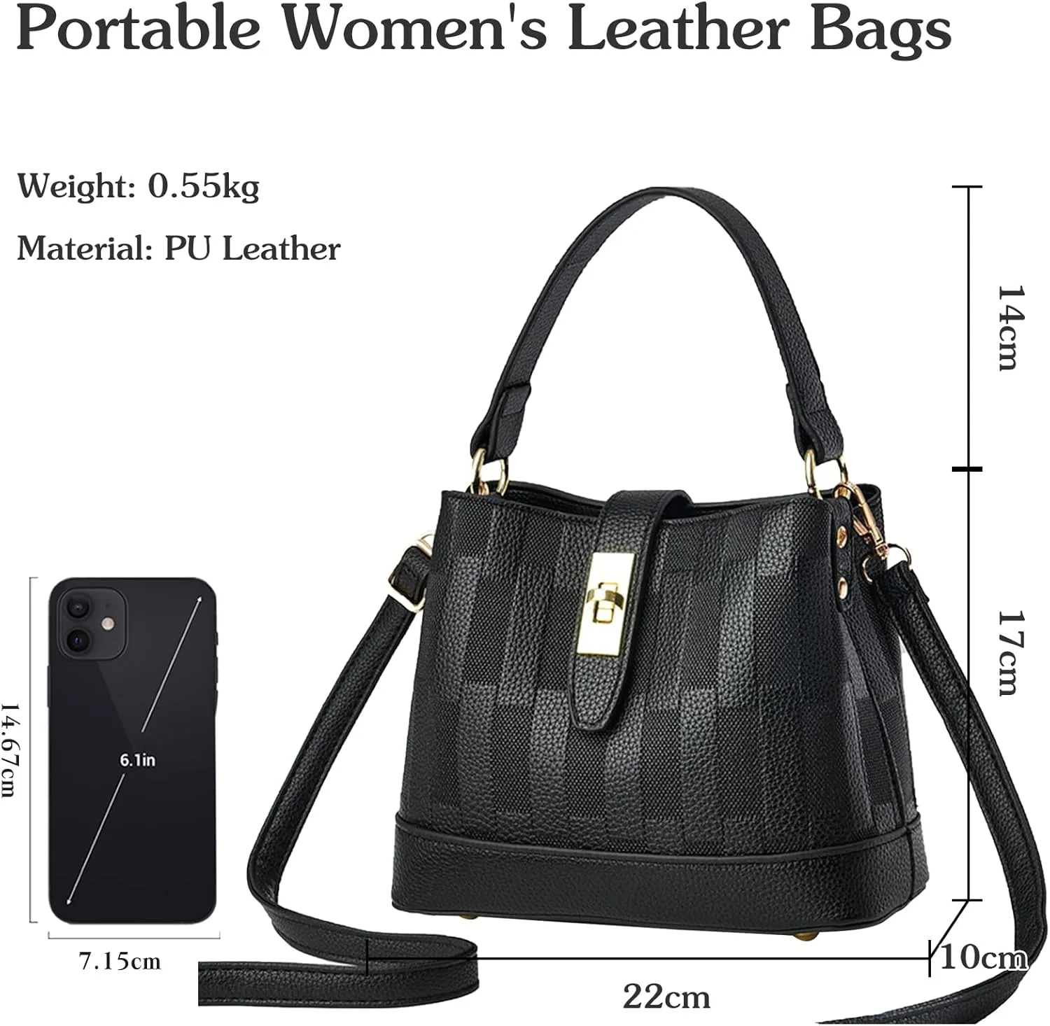 PU Leather Shoulder Bag for Women Elegant Handbag Ladies Crossbody Bag Retro Messenger Bag Waterproof Top-handle Bag
