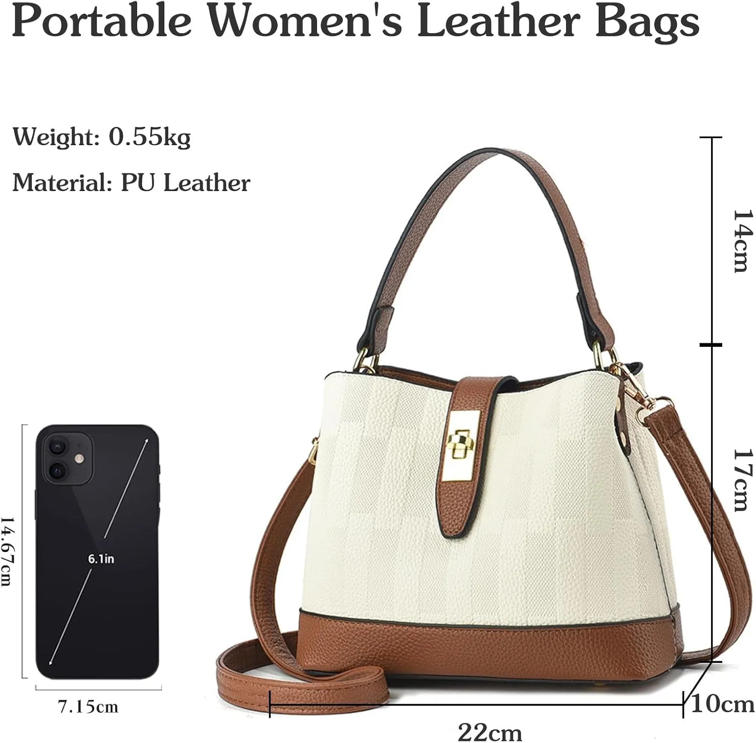 PU Leather Shoulder Bag for Women Elegant Handbag Ladies Crossbody Bag Retro Messenger Bag Waterproof Top-handle Bag