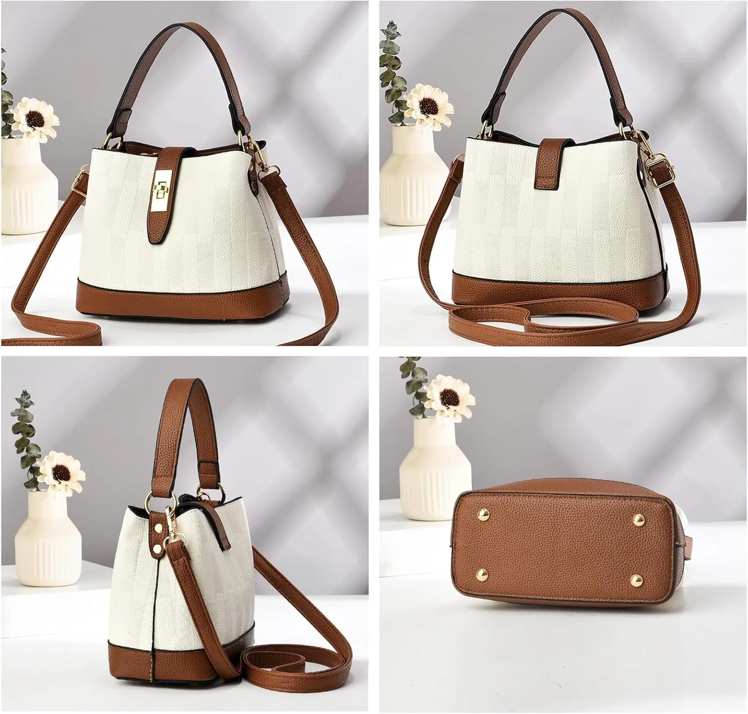 PU Leather Shoulder Bag for Women Elegant Handbag Ladies Crossbody Bag Retro Messenger Bag Waterproof Top-handle Bag