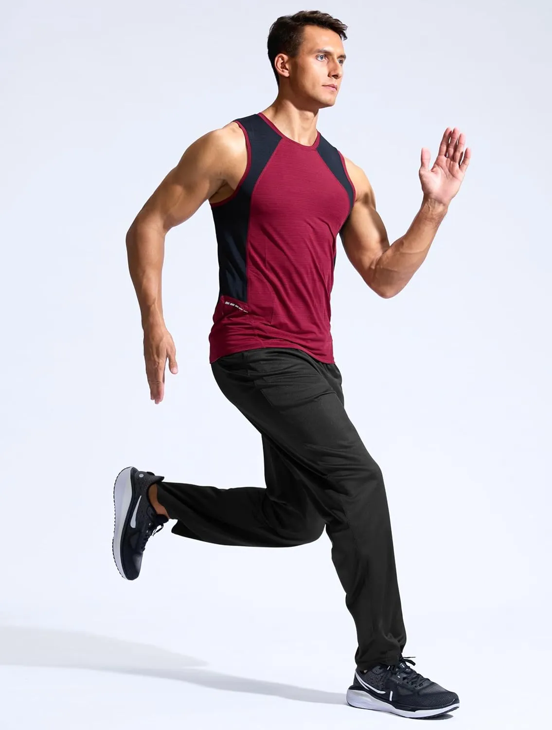 Pudolla Men's Lightweight Mesh Sweatpants Loose Fit Open Bottom Athletic Workout Gym Pants with Zipper Pockets