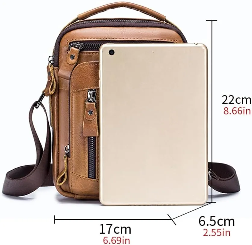 Pundarika Genuine Leather Men's Shoulder Bag - Briefcase Handbag, Crossbody Messenger Bag