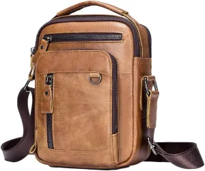 Pundarika Genuine Leather Men's Shoulder Bag - Briefcase Handbag, Crossbody Messenger Bag