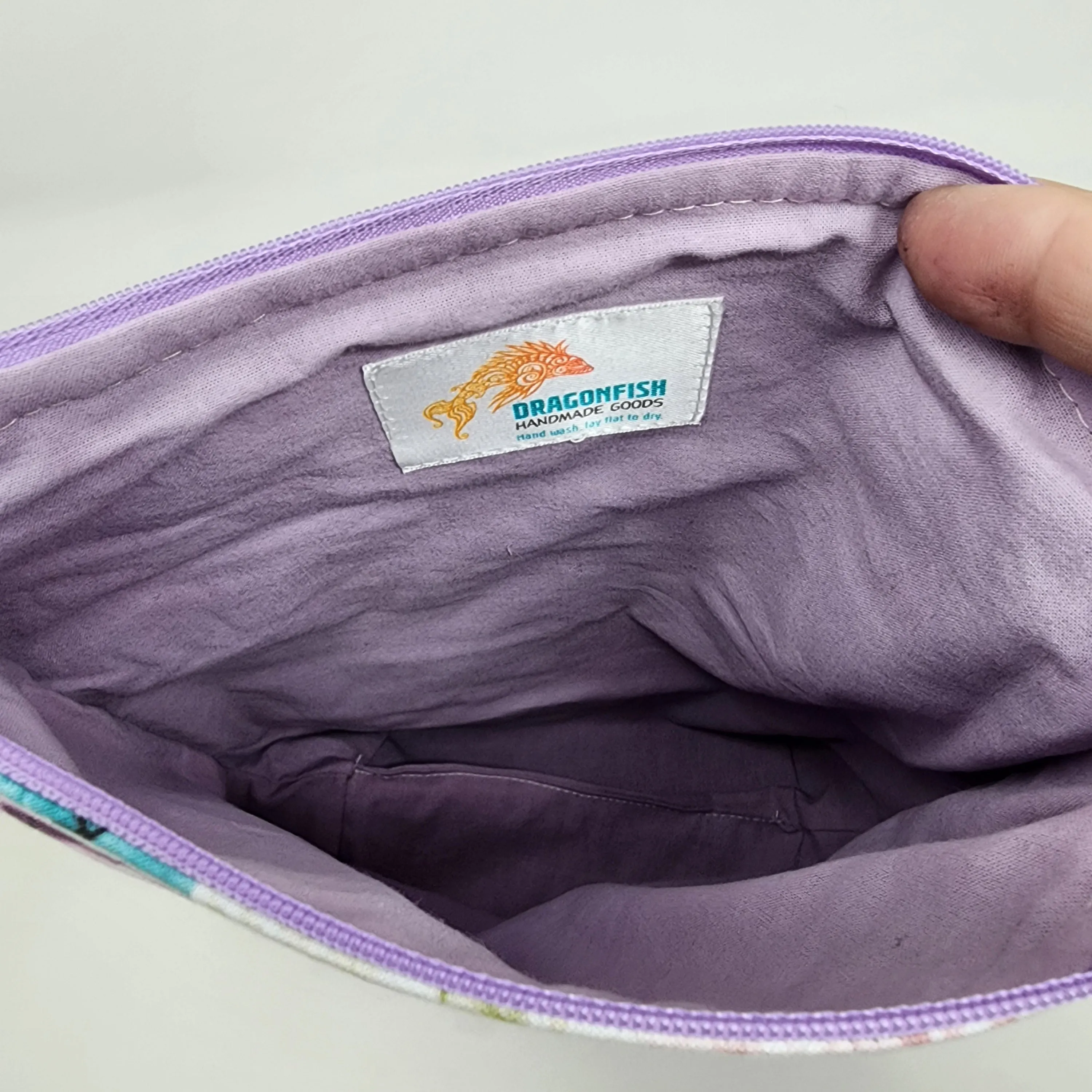 Purple Mirrored Sequin Remnant   Rainbow Lunch Ladies 10x11 Project Bag - hand-dyed