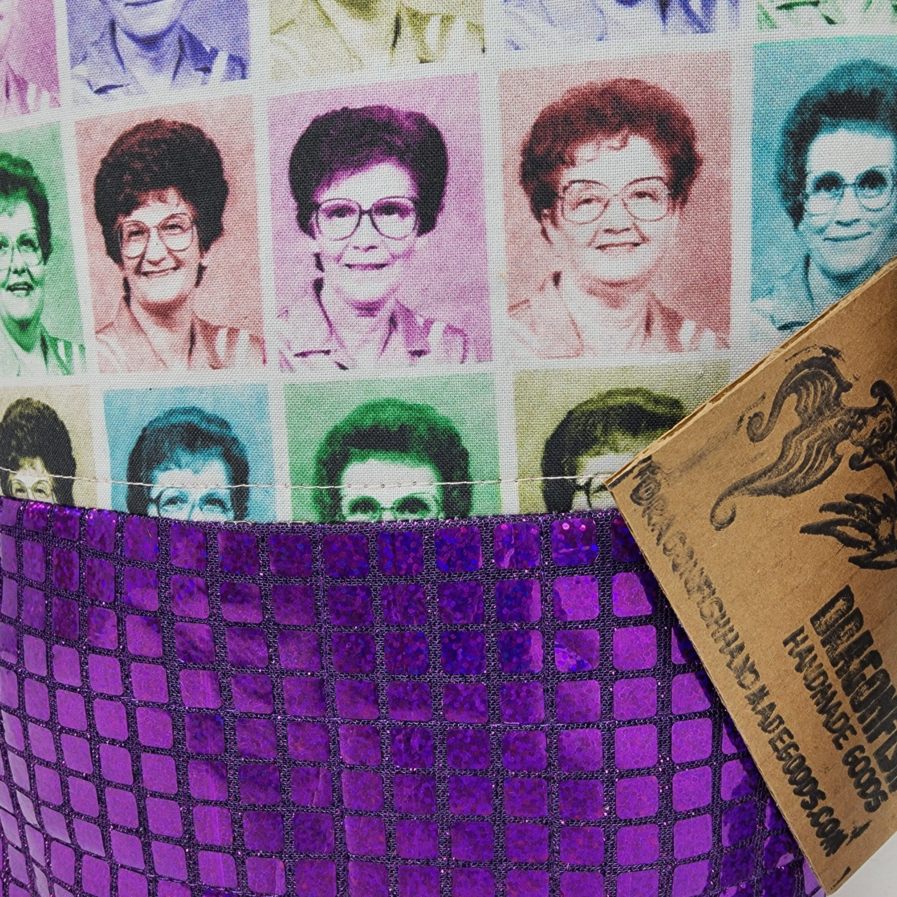 Purple Mirrored Sequin Remnant   Rainbow Lunch Ladies 10x11 Project Bag - hand-dyed