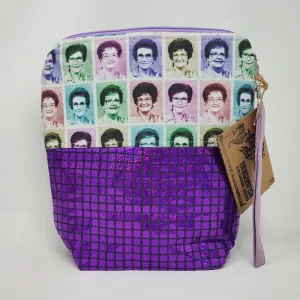 Purple Mirrored Sequin Remnant   Rainbow Lunch Ladies 10x11 Project Bag - hand-dyed