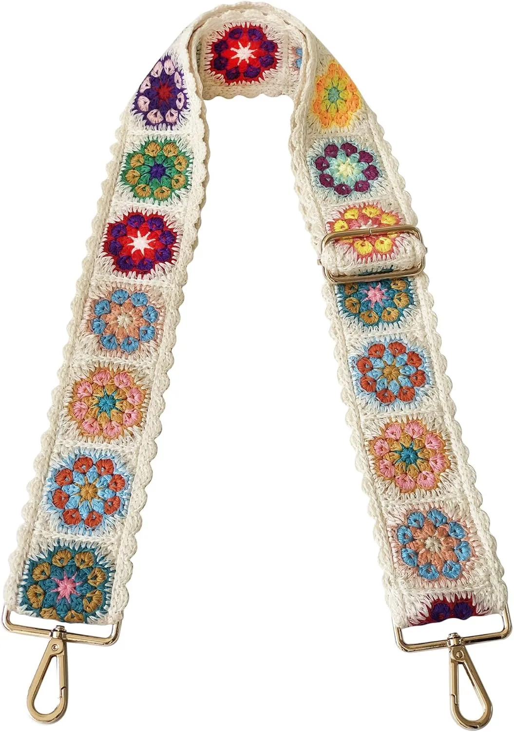 Purse Straps Replacement Crossbody for Handbags Crochet Flower Women Adjustable Bag Strap 2 inch Wide
