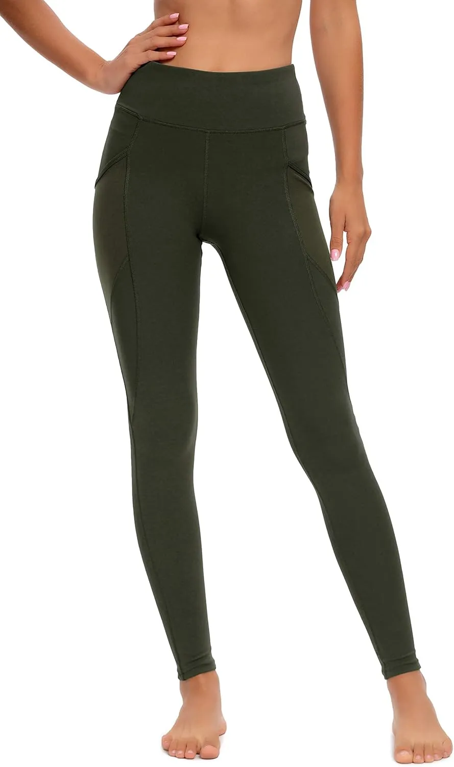 QUEENIEKE Women Yoga Pants Color Blocking Mesh Workout Running Leggings Tights 8030
