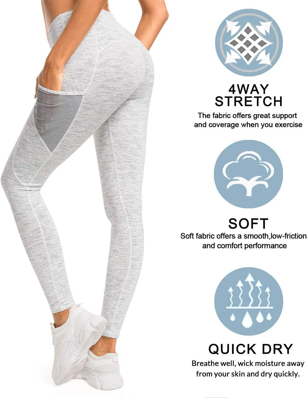 QUEENIEKE Women Yoga Pants Color Blocking Mesh Workout Running Leggings Tights 8030