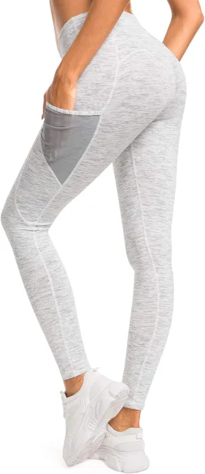 QUEENIEKE Women Yoga Pants Color Blocking Mesh Workout Running Leggings Tights 8030