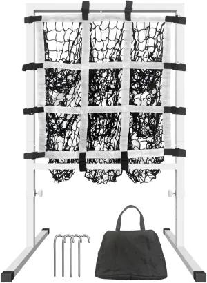 Queension 9 Hole Pitching Net with Strike Zone, Adjustable Height Powernet Baseball Nets with Target Pockets for Batting, Pitching Target Softball Baseball Training Equipment for Hitting