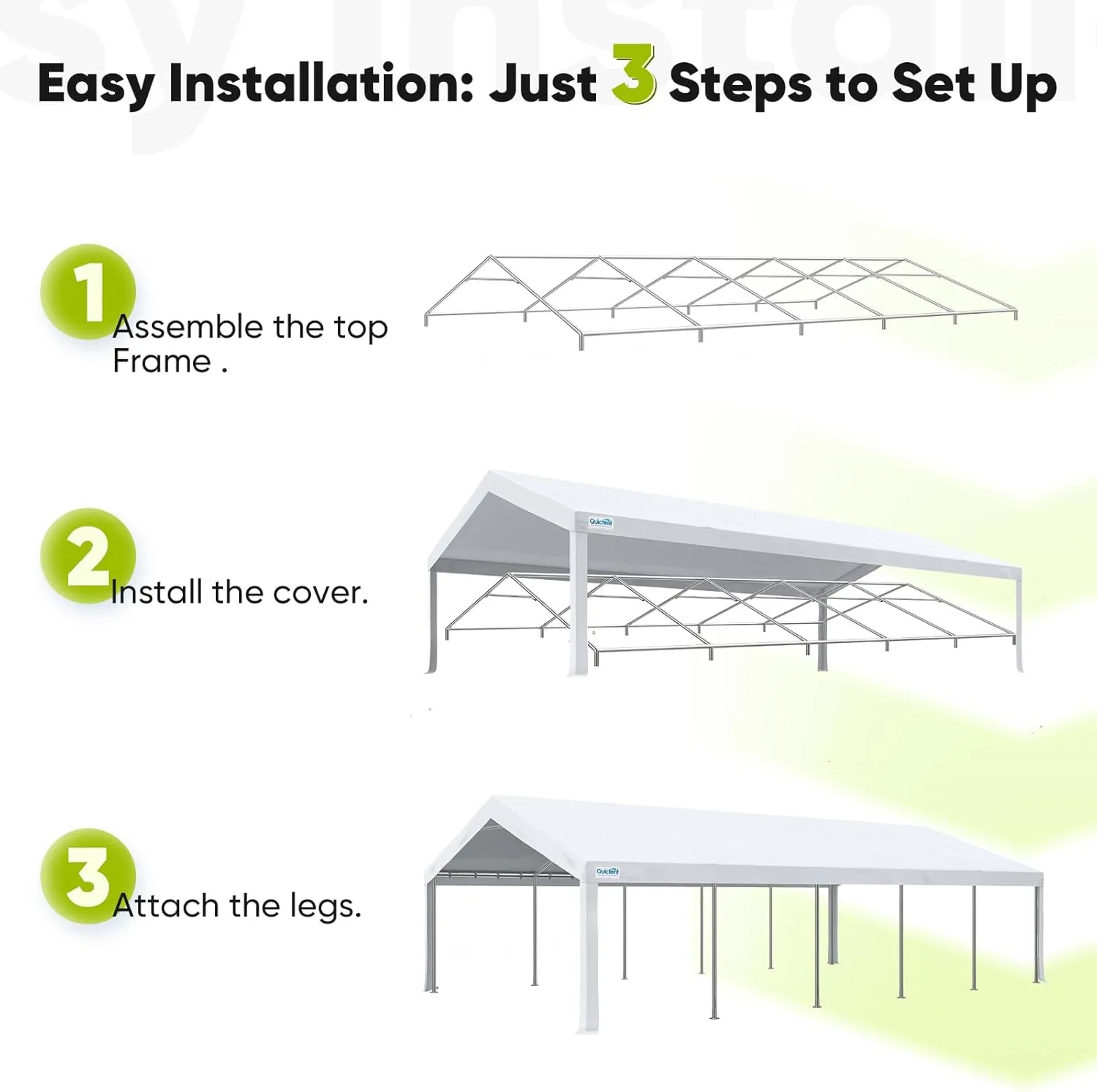 Quictent 20x30ft Heavy Duty Party Tent Outdoor Canopy Tent Carport Wedding Event Shelter BBQ Wedding Tents for Parties with Storage Bags(Church)