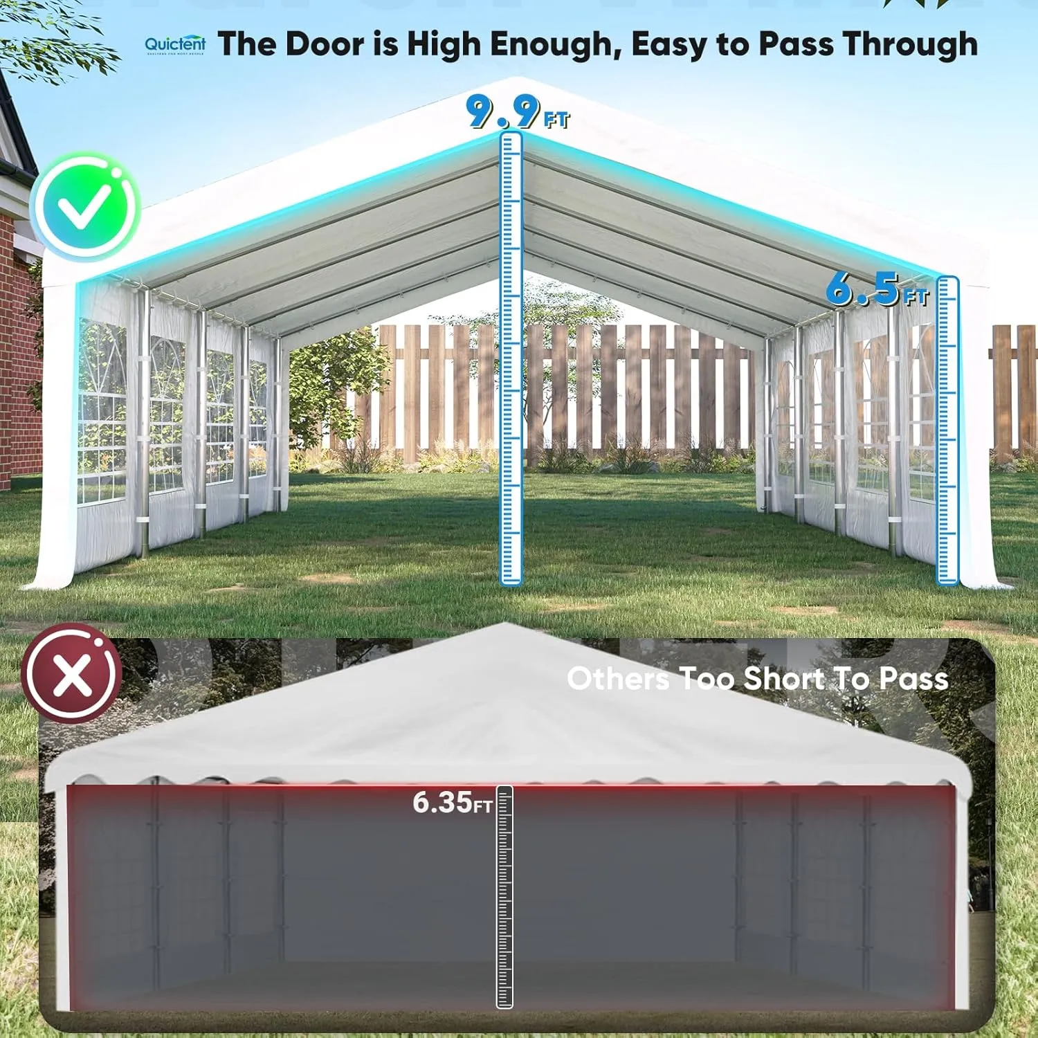 Quictent 20x30ft Heavy Duty Party Tent Outdoor Canopy Tent Carport Wedding Event Shelter BBQ Wedding Tents for Parties with Storage Bags(Church)