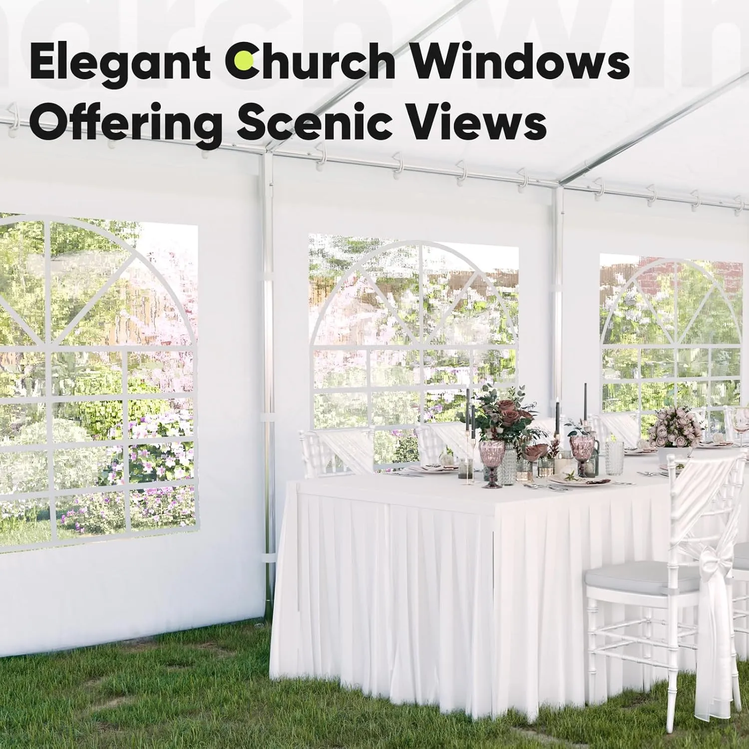 Quictent 20x30ft Heavy Duty Party Tent Outdoor Canopy Tent Carport Wedding Event Shelter BBQ Wedding Tents for Parties with Storage Bags(Church)