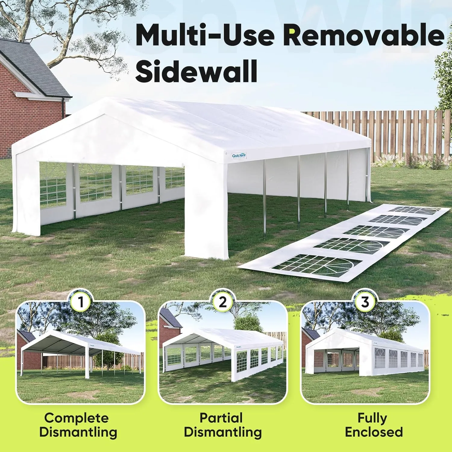 Quictent 20x30ft Heavy Duty Party Tent Outdoor Canopy Tent Carport Wedding Event Shelter BBQ Wedding Tents for Parties with Storage Bags(Church)