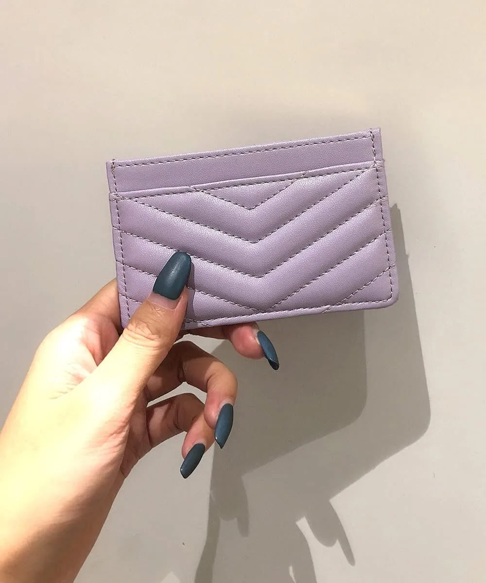 Quilted Leather Card Holder Wallet with RFID Blocking - Gifts for Teenage Girls and Women