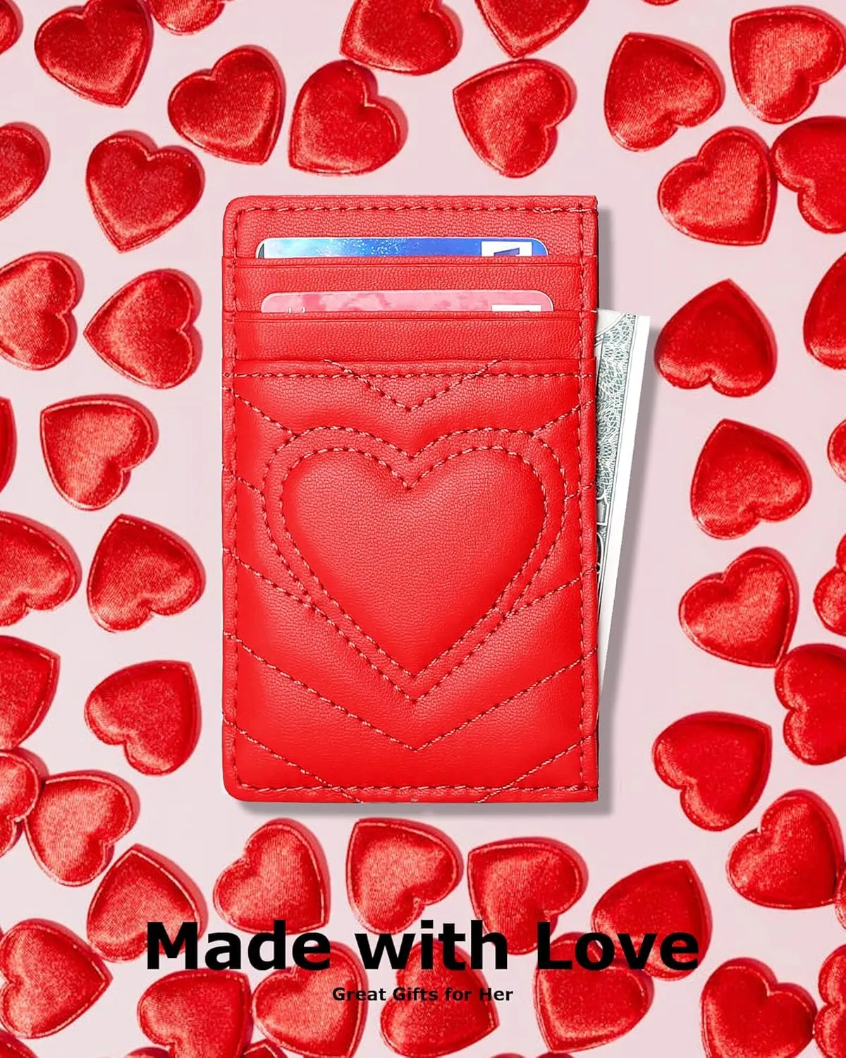 Quilted Leather Card Holder Wallet with RFID Blocking - Gifts for Teenage Girls and Women