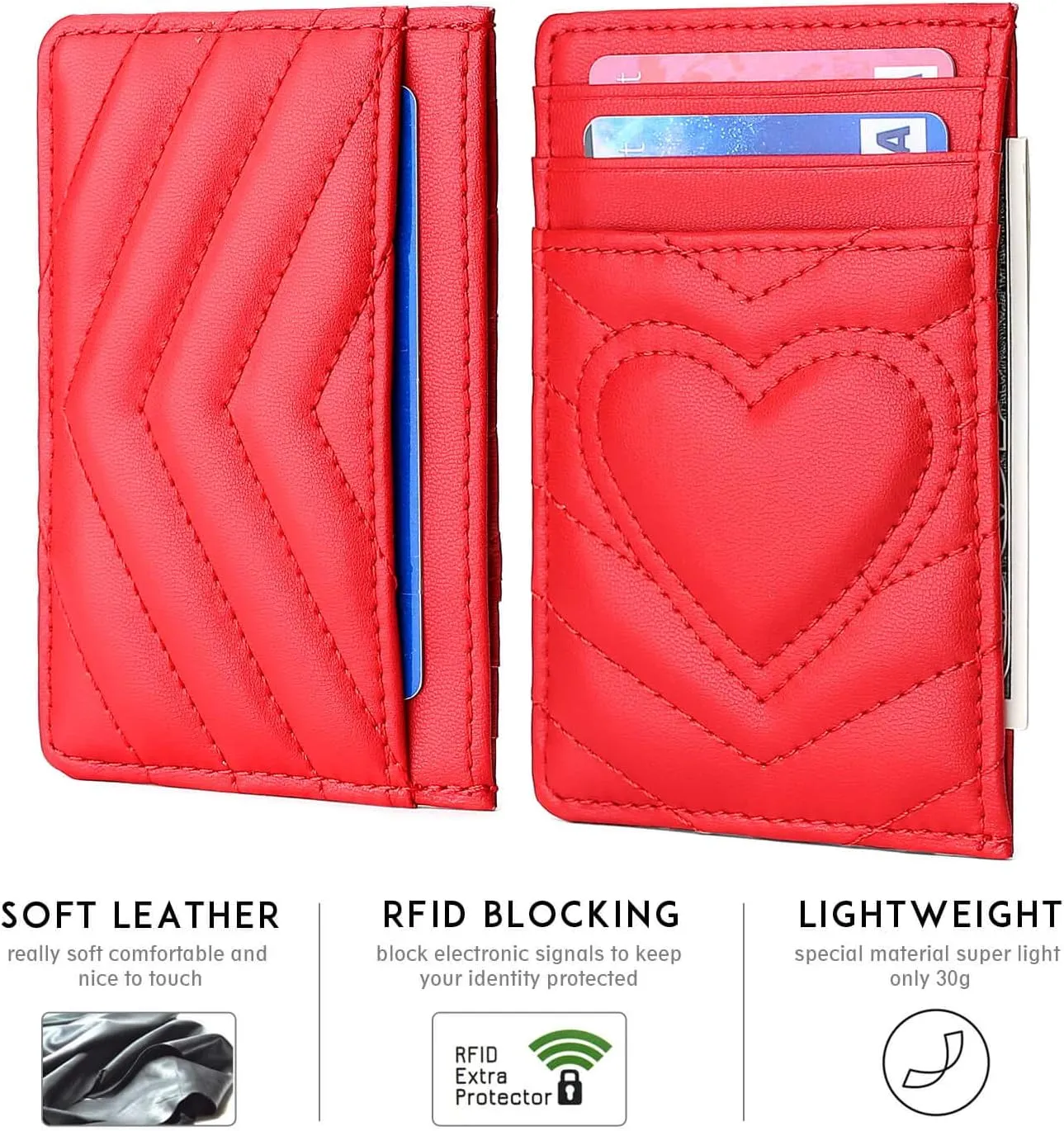 Quilted Leather Card Holder Wallet with RFID Blocking - Gifts for Teenage Girls and Women
