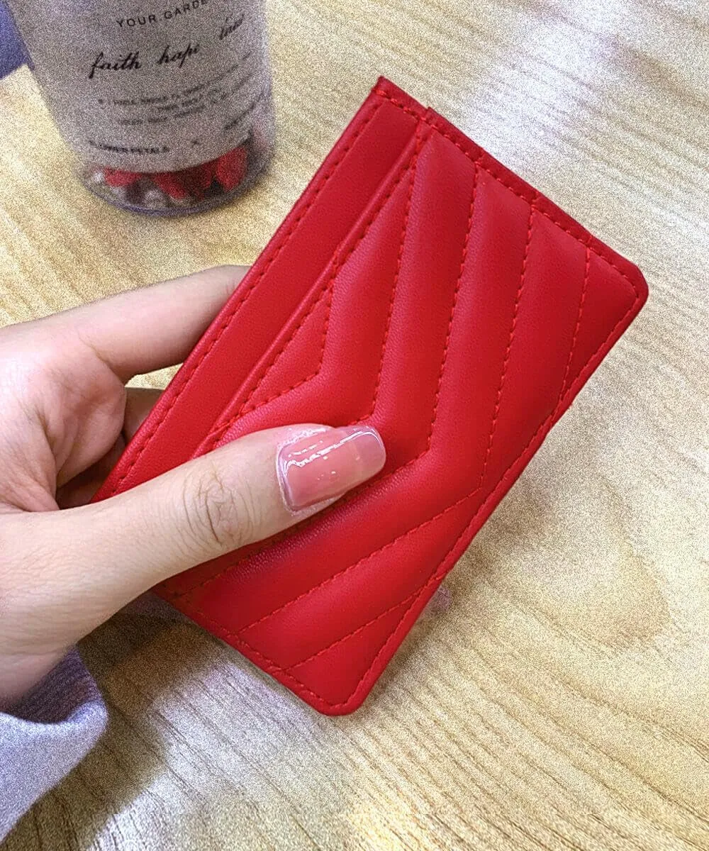 Quilted Leather Card Holder Wallet with RFID Blocking - Gifts for Teenage Girls and Women