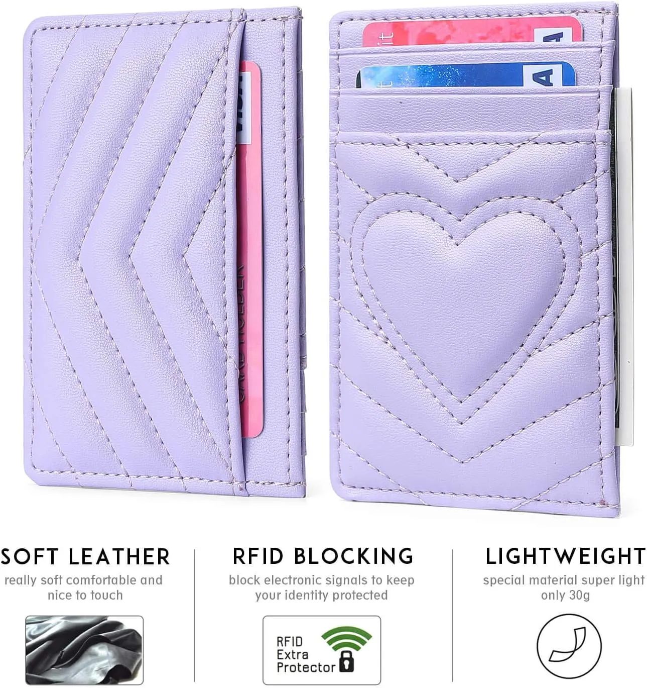 Quilted Leather Card Holder Wallet with RFID Blocking - Gifts for Teenage Girls and Women