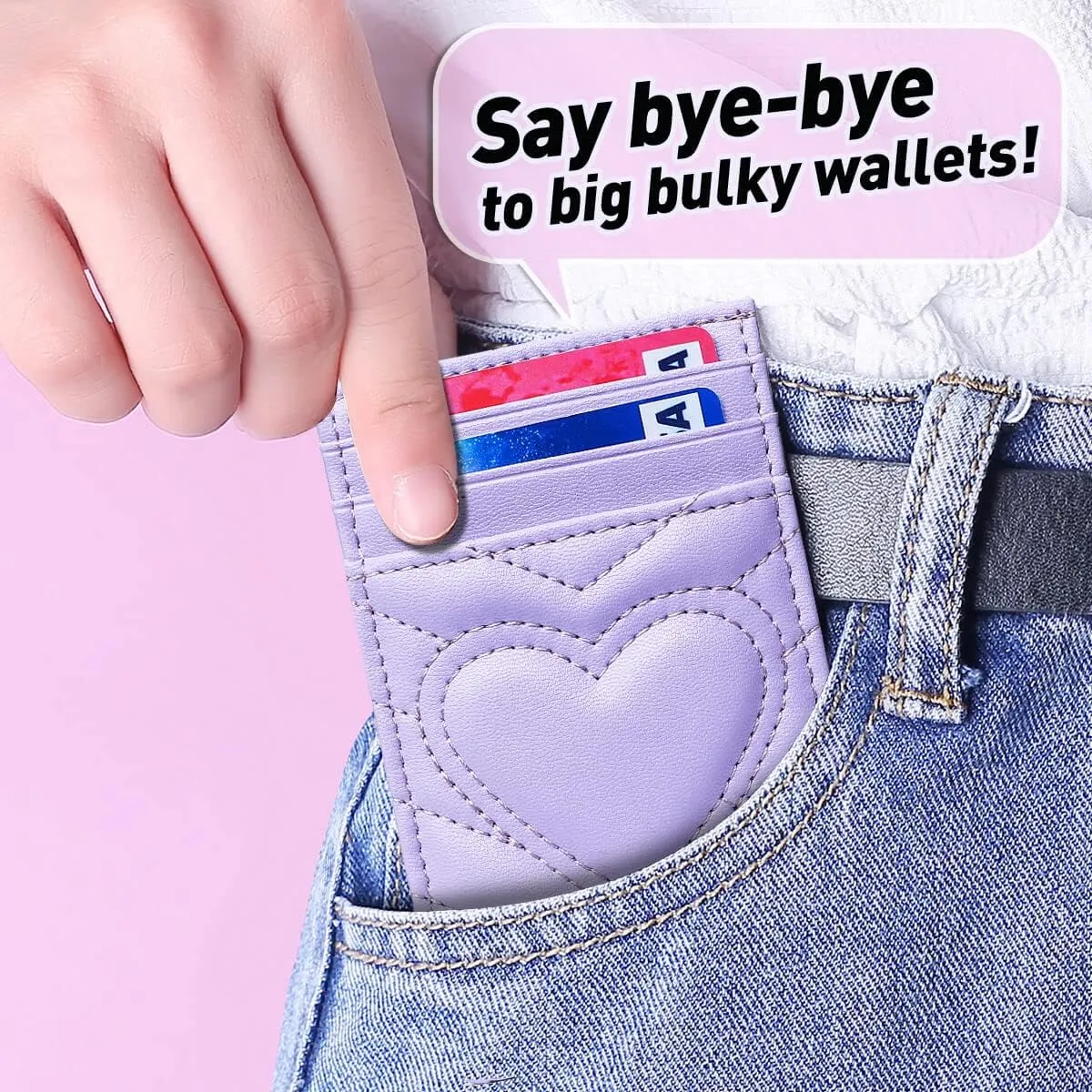 Quilted Leather Card Holder Wallet with RFID Blocking - Gifts for Teenage Girls and Women