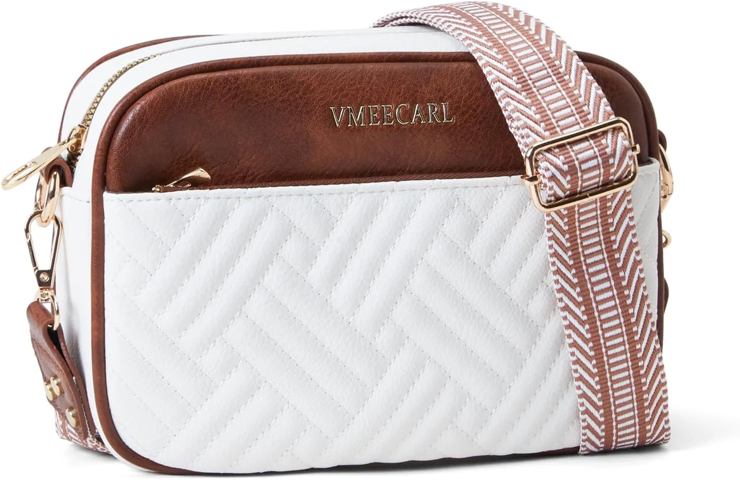 Quilted Vegan Leather Crossbody Bags for Women Small Leather Purses Shoulder Handbags with Antitheft RFID Wide Strap