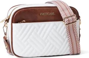 Quilted Vegan Leather Crossbody Bags for Women Small Leather Purses Shoulder Handbags with Antitheft RFID Wide Strap