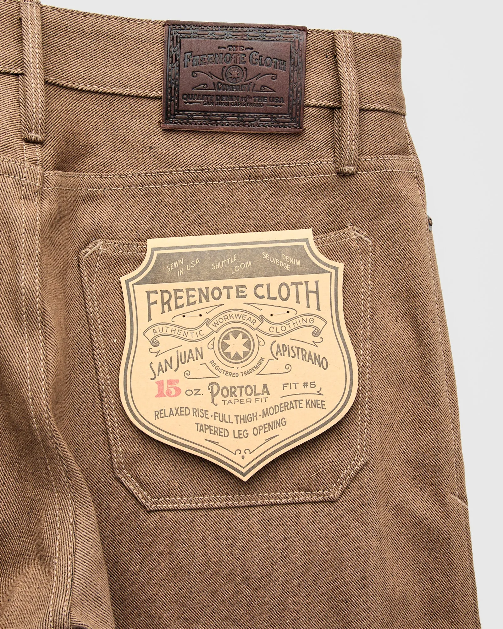"Portola" 15oz Brown Selvedge Denim - Tapered Fit