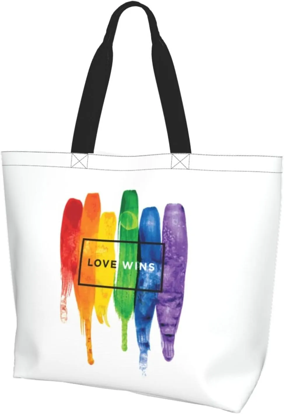 Rainbow LGBT Gay Pride Tote Bag for Women Men Large Reusable Grocery Shoulder Bags for Shopping, Gym, Beach