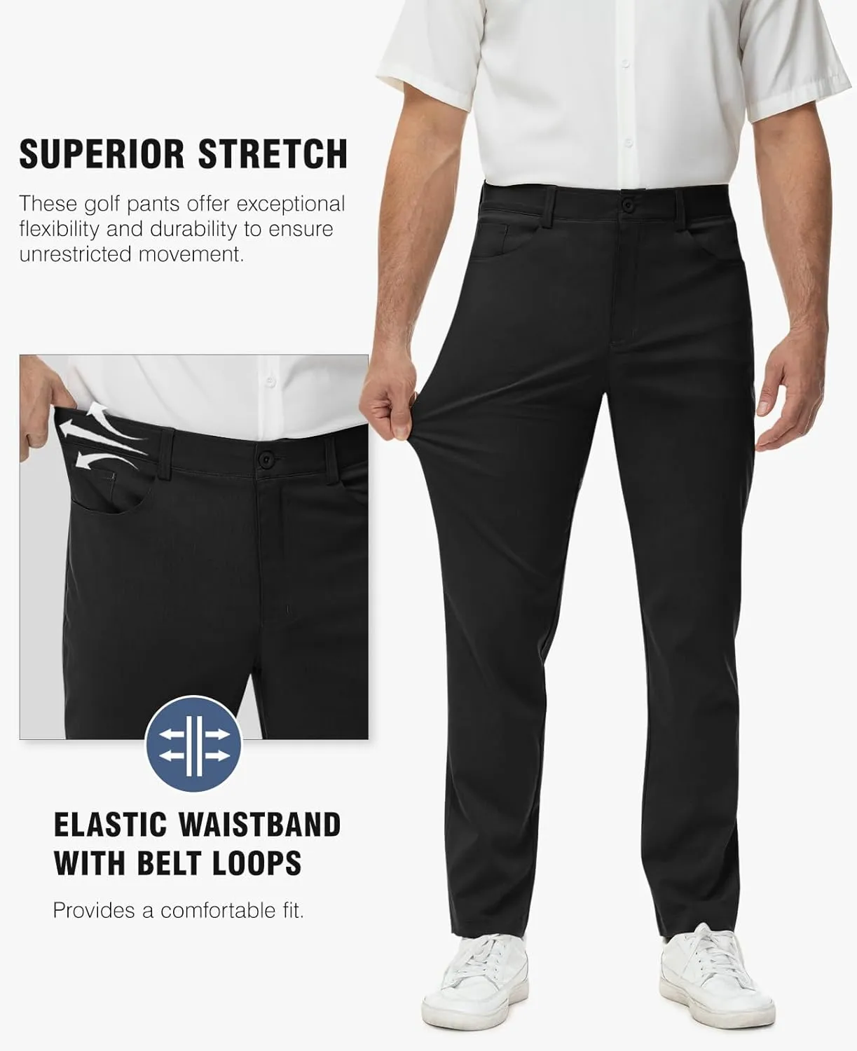 Rdruko Men's Golf Stretch Pants Casual Slacks Lightweight Business Quick Dry Dress Work Trousers