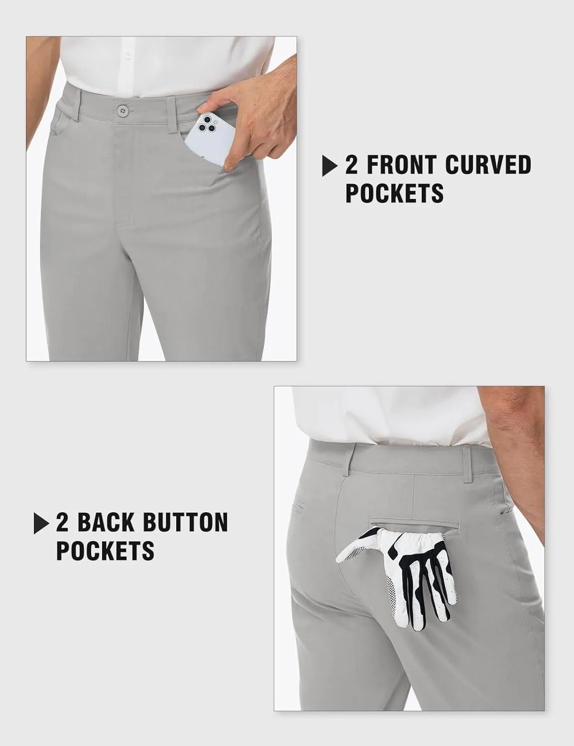 Rdruko Men's Golf Stretch Pants Casual Slacks Lightweight Business Quick Dry Dress Work Trousers