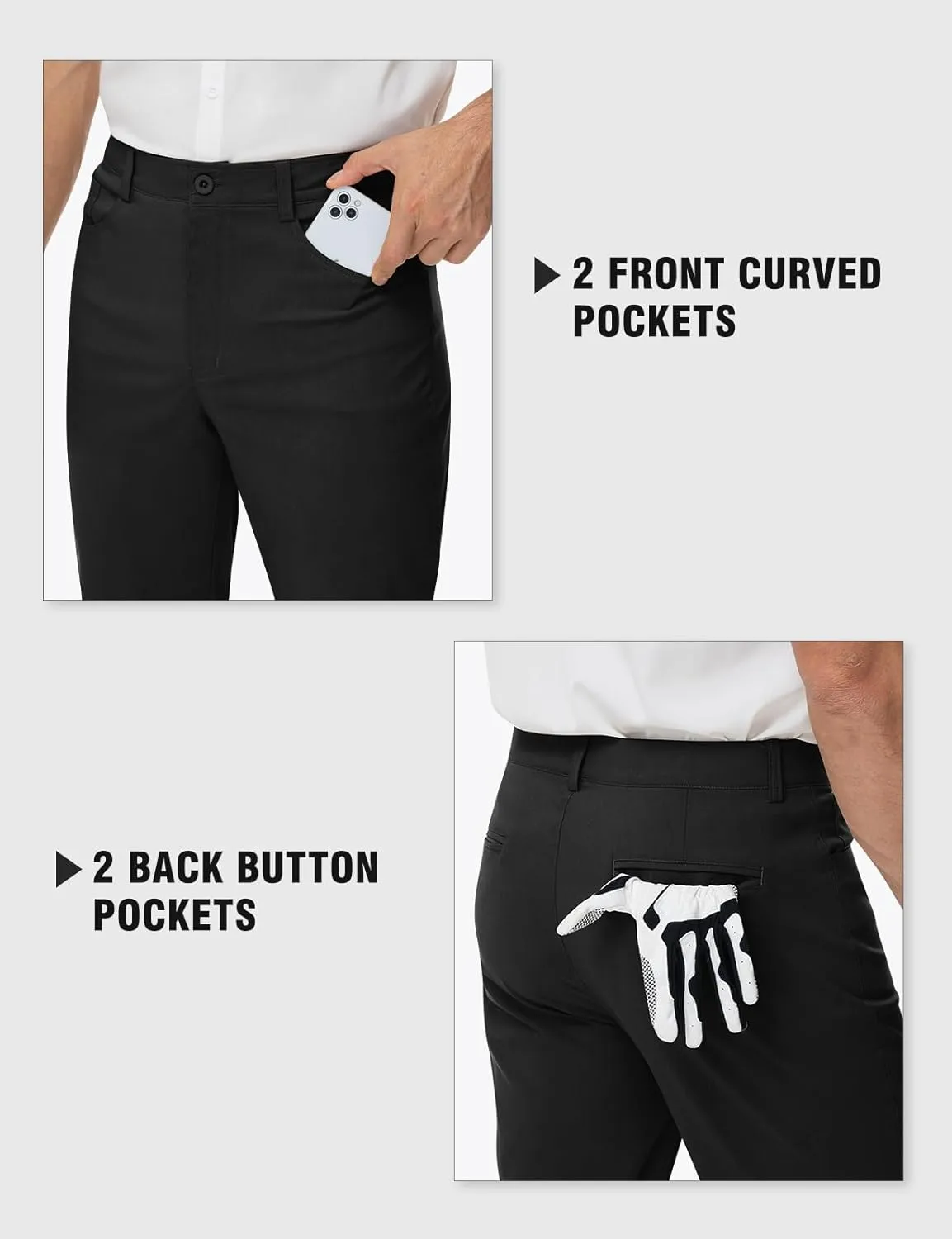 Rdruko Men's Golf Stretch Pants Casual Slacks Lightweight Business Quick Dry Dress Work Trousers