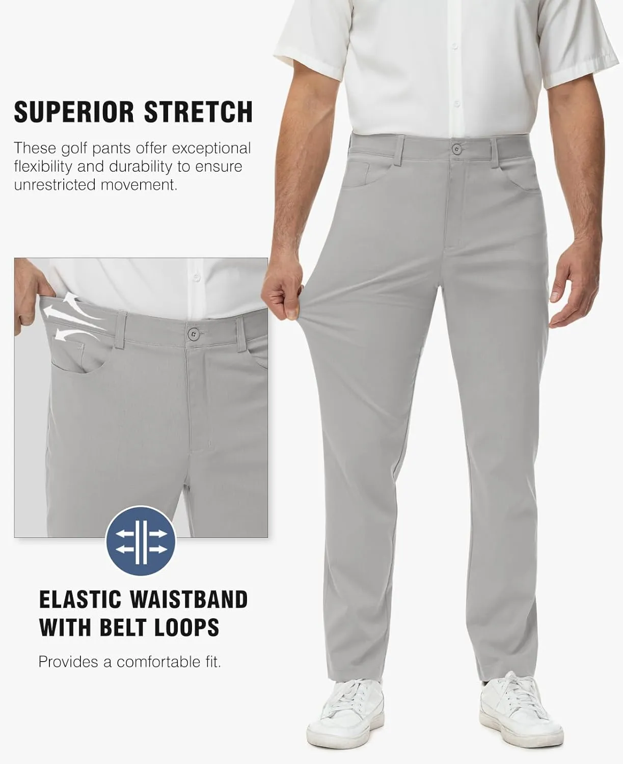 Rdruko Men's Golf Stretch Pants Casual Slacks Lightweight Business Quick Dry Dress Work Trousers