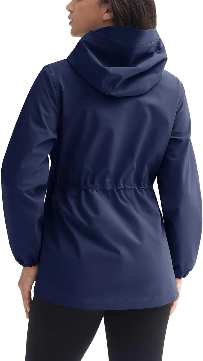 Rdruko Women's Cycling Rain Jacket Waterproof Lightweight Packable Raincoat with Hood Windbreaker for Outdoor Travel Hiking