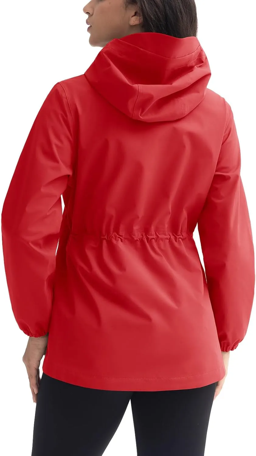 Rdruko Women's Cycling Rain Jacket Waterproof Lightweight Packable Raincoat with Hood Windbreaker for Outdoor Travel Hiking