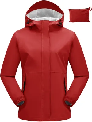 Rdruko Women's Cycling Rain Jacket Waterproof Lightweight Packable Raincoat with Hood Windbreaker for Outdoor Travel Hiking