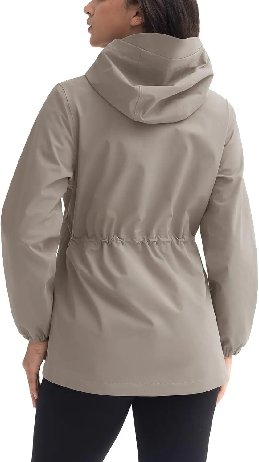 Rdruko Women's Cycling Rain Jacket Waterproof Lightweight Packable Raincoat with Hood Windbreaker for Outdoor Travel Hiking