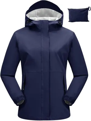 Rdruko Women's Cycling Rain Jacket Waterproof Lightweight Packable Raincoat with Hood Windbreaker for Outdoor Travel Hiking