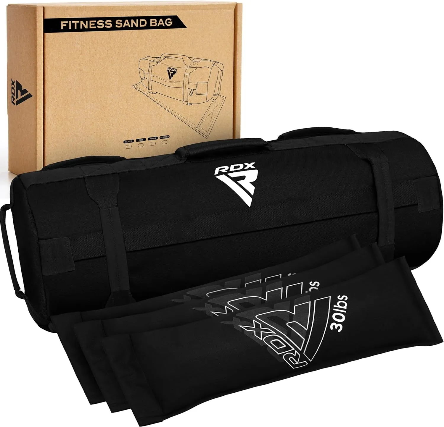 RDX Sandbag for Fitness Weights Training, Unfilled Power Bags with Handles, 5-200 LBs Adjustable Weighted Slam Bag for Strength Powerlifting Running Heavy Workout Home Gym Exercise, Sold AS UNFILLED