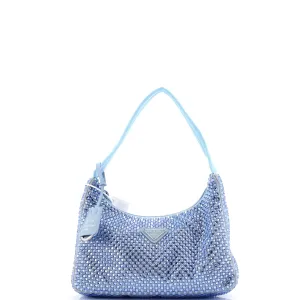 Re-Edition 2000 Hobo Crystal Embellished Satin Mini