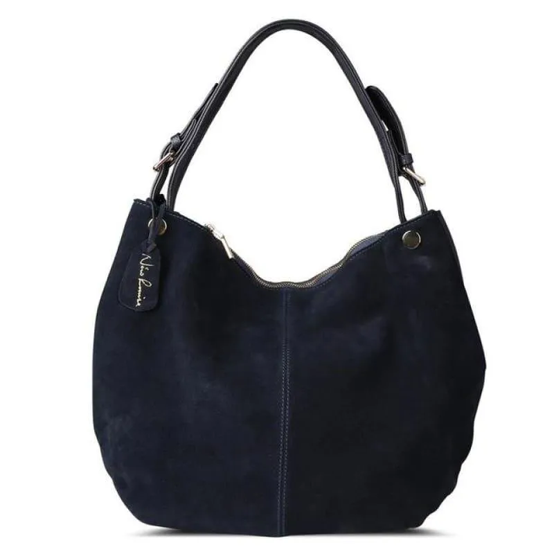 Real Split Suede Leather Hobo Bag Leisure Large Shoulder Handbag
