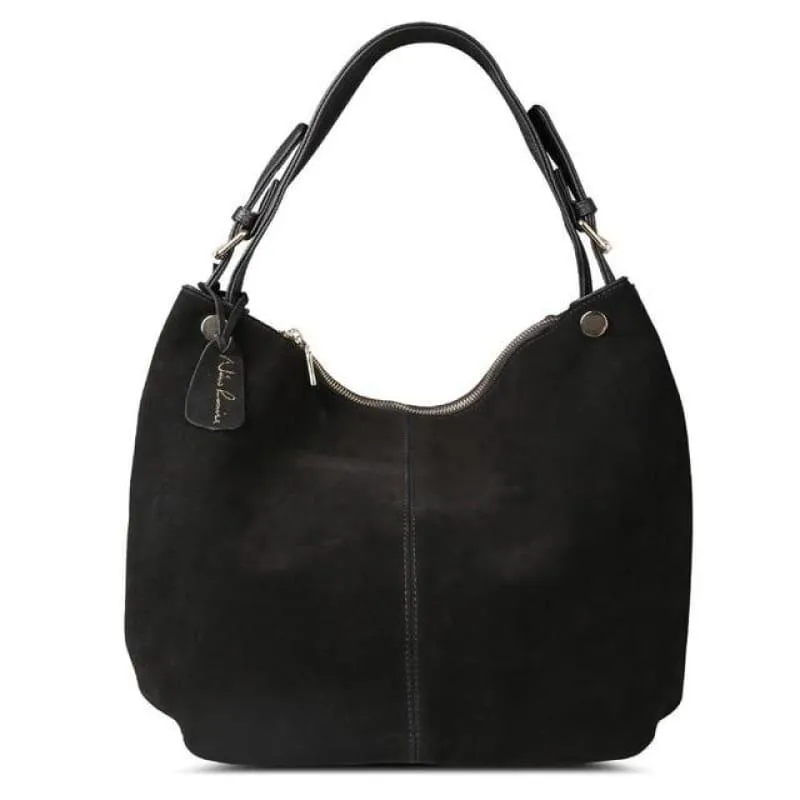 Real Split Suede Leather Hobo Bag Leisure Large Shoulder Handbag