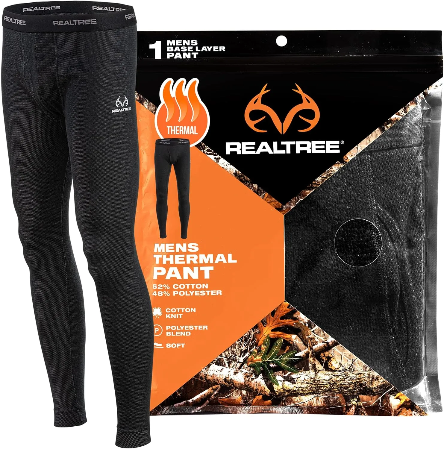 Realtree Thermal Pants for Men -Underwear Long Johns Bottoms -Warm and Insulating -Extreme Cold Weather Gear, Hiking, Hunting