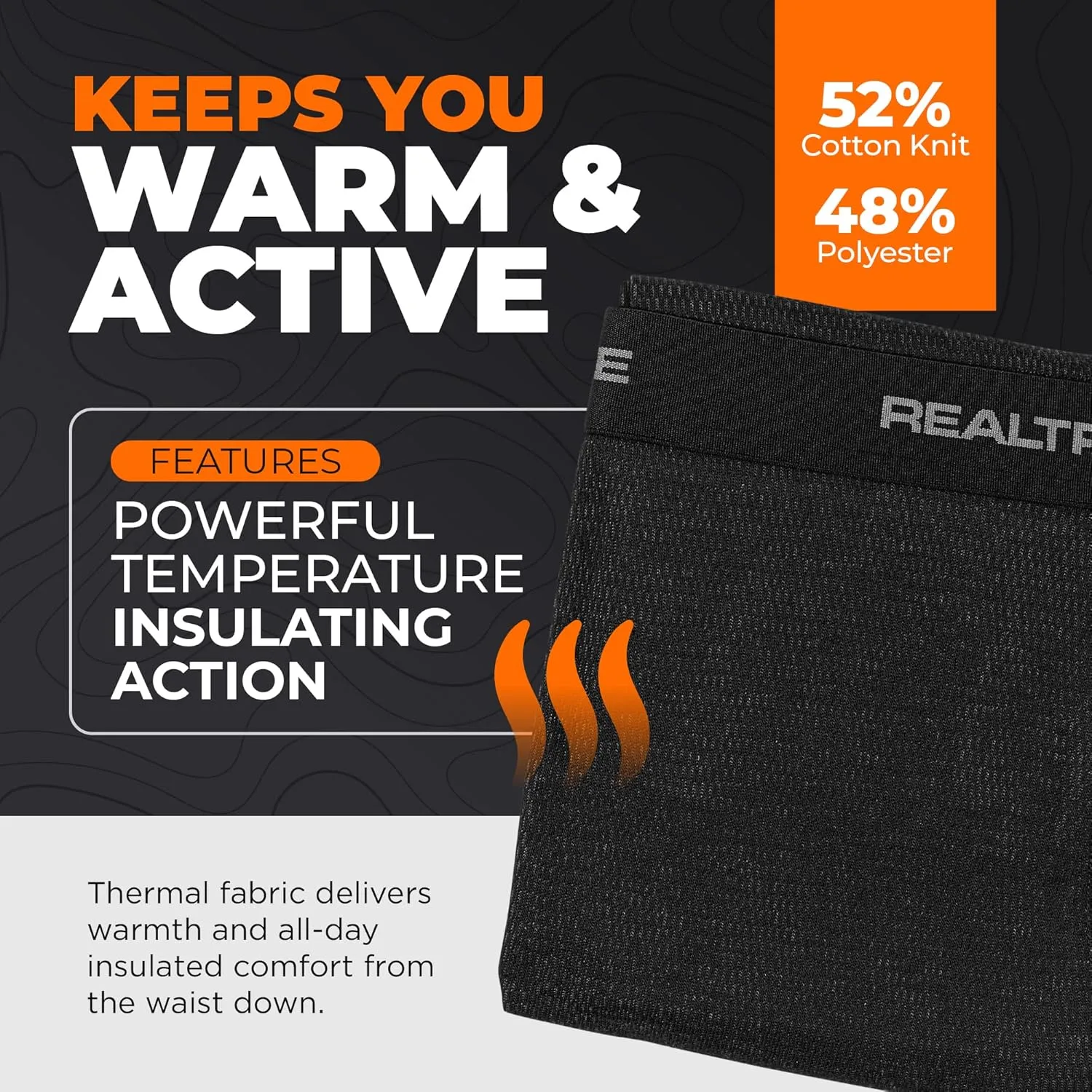 Realtree Thermal Pants for Men -Underwear Long Johns Bottoms -Warm and Insulating -Extreme Cold Weather Gear, Hiking, Hunting