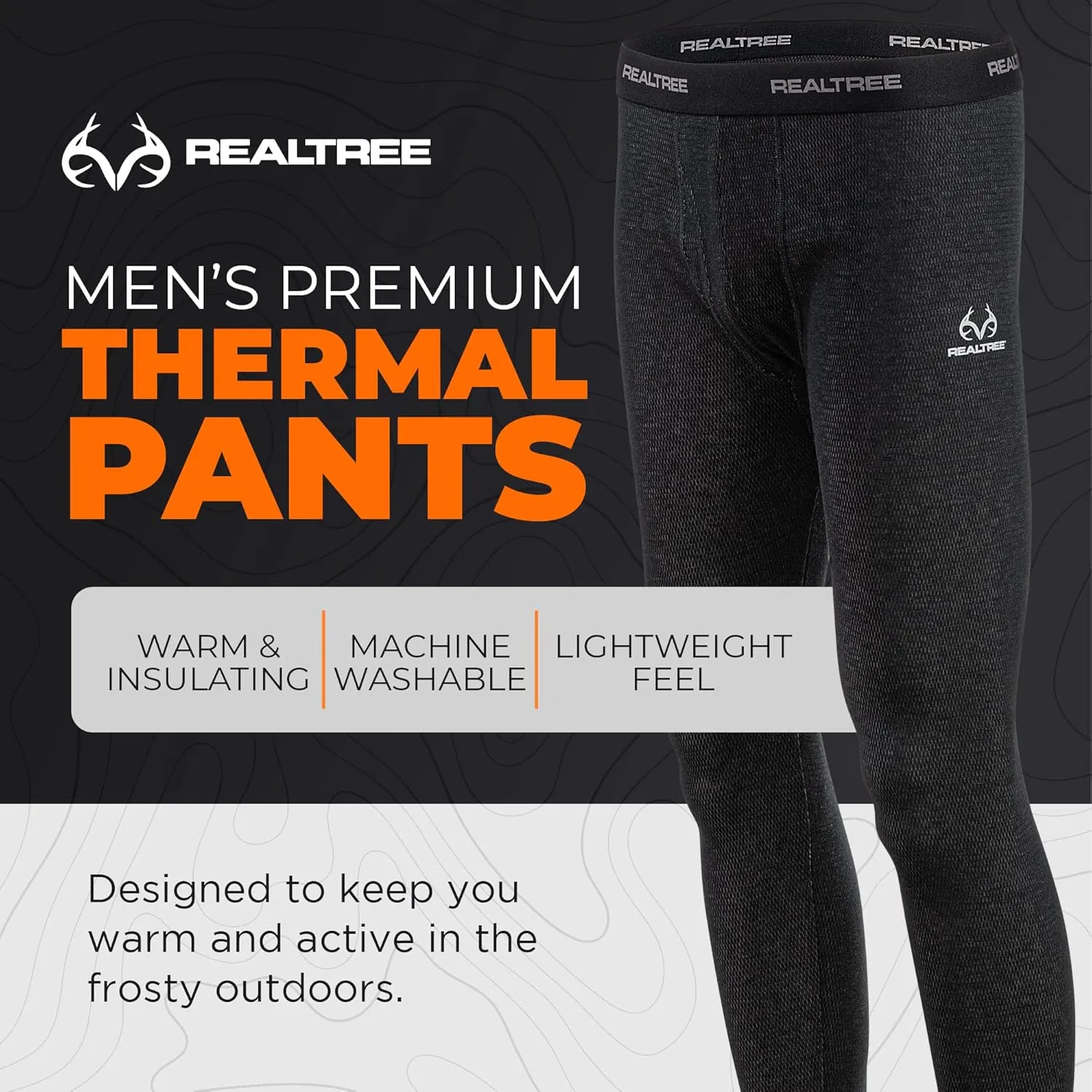 Realtree Thermal Pants for Men -Underwear Long Johns Bottoms -Warm and Insulating -Extreme Cold Weather Gear, Hiking, Hunting