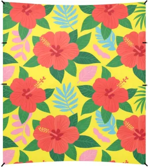 Red Tropical Flowers Beach Canopy UPF50  Lightweight Shade Sun Shelter with Sand Shovel, Sandbags for Family Travel