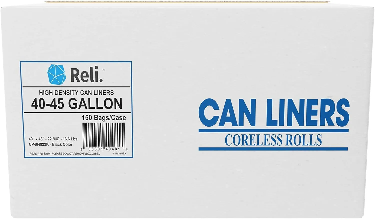 Reli. Premium 40-45 Gallon Trash Bags | 150 Count | Made in USA | Heavy Duty | Bulk | SuperValue | Black Multi-Use Garbage Bags