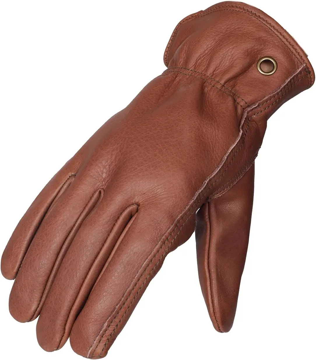 Retro Brown Cowhide Leather Work Gloves for Construction, Yardwork, Gardening with Reinforced Palm for Men & Women