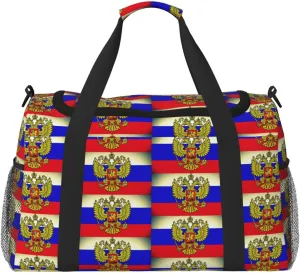 Retro Russian Flag Duffel Travel Gym Sports Overnight Weekend Duffle Bags For Men Women