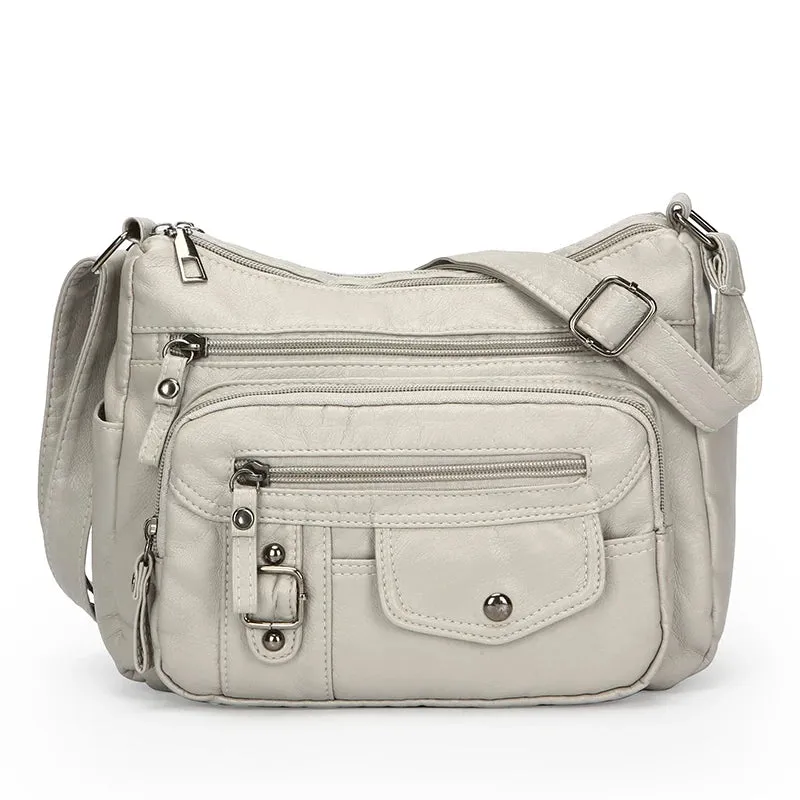 Retro Soft Pu Leather Crossbody Bags for Women 2025 Female Multi Pocket Shoulder Bag Purses and Handbags Designer Messenger Sac